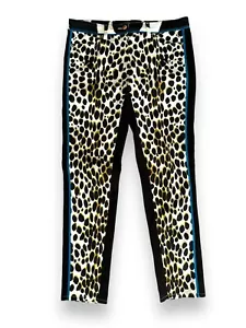 Vtg ROBERTO CAVALLI stretch panel jeans multi black/white leopard print US L/10 - Picture 1 of 8