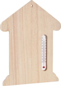Termómetro de pared "casa", de madera en bruto - Imagen 1 de 12