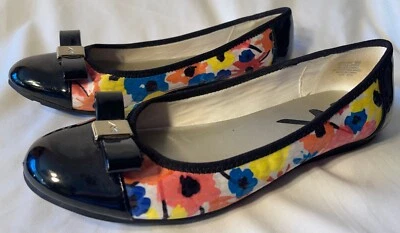 ANNE KLEIN SPORT, AK, BALLET FLATS, FLORAL PATENT LEATHER, 9M, EUC - Image 1 of 4