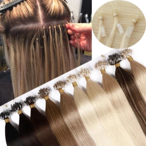 Micro Ring Loop Human Hair Extensions Silicone Beads Link Full Head Thick Ombre - Picture 1 of 36