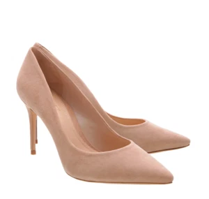 Schutz Lou Lo Pointed Toed Pump in Nude Suede in Honey Beige Size (9.5B) - Picture 1 of 3
