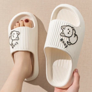 Cute Cat Slippers Summer Women Home Shoes Bath Thick Platform Non-Slip Slides In - Picture 1 of 17