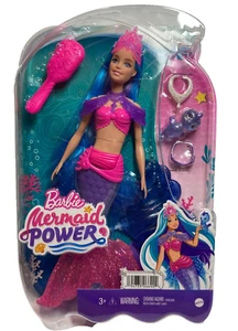 Barbie Sirena Power Bambola "Malibu" con Capelli Blu, Cavalluccio Marino Pet e Accessori - Foto 1 di 4