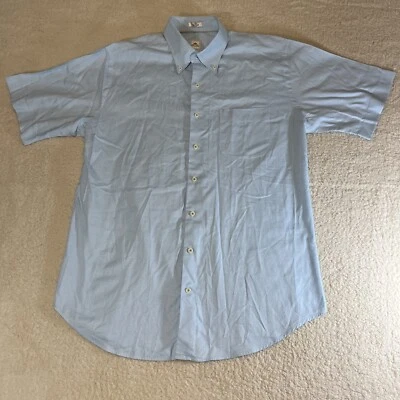 Peter Millar Men’s Large Short Sleeve Dress Shirt Blue White Micro Check - Image 1 of 4