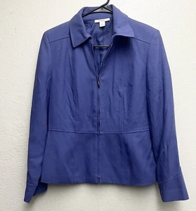 Vintage Dress Barn Woman Zip Up Blazer Jacke Lila Taschen Rayón Gefüttert Gr. 6 - Bild 1 von 4