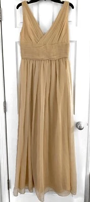 Monique Lmuillier Dress Gold Ball Gown Tulle Sleeveless Evening Size 10 $500 - Image 1 of 3
