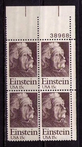 US USA Sc# 1774 MNH FVF PLATE # BLOCK Albert Einstein Genius Physicist E=MC2 - Picture 1 of 1