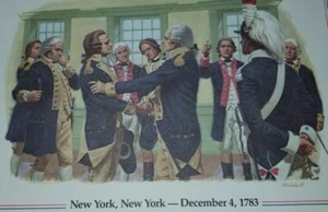 George WASHINGTON BIDS OFFICERS FAREWELL 1954 1 cent Portrait Stamp & Print - Picture 1 of 3