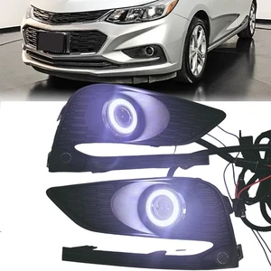 LED DRL Projector Halo Angel Eye Fog Lights Lamps For 2016-2018 Chevrolet Cruze - Picture 1 of 23