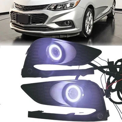 Para Chevrolet Cruze u 2016-2018 Proyector LED DRL Halo Ojo de Ángel Luces Antiniebla Lámpara Foto 1 de 4