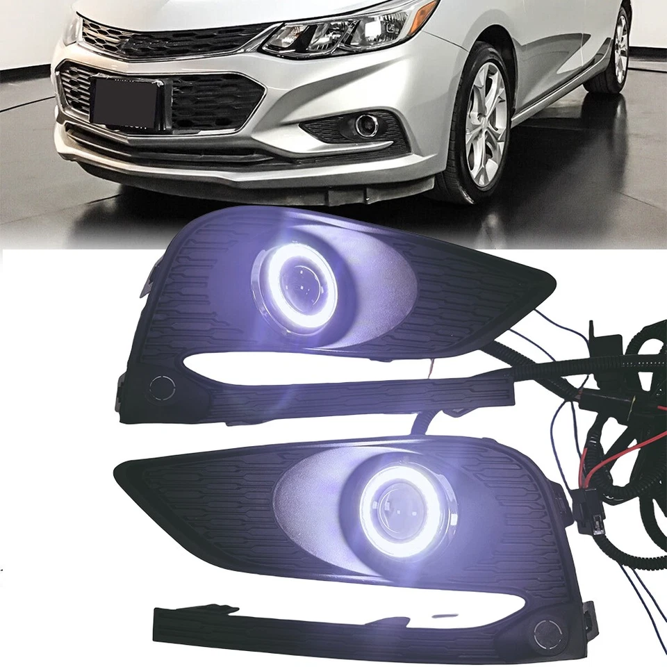 Luces antiniebla LED blancas para proyector Halo Angel Eye para Chevrolet Cruze 2016-2018 Foto 1 de 4
