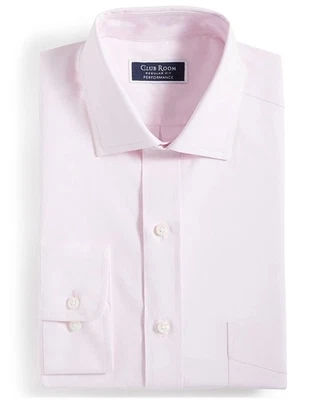 Camisa de vestir Club Room para hombre 16,5 32/33 Parfait rosa rendimiento ajuste regular liso Foto 1 de 4