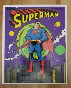 Vintage 1976 DC Comics SUPERMAN Playskool Wooden Puzzle 18 Pieces - Picture 1 of 7