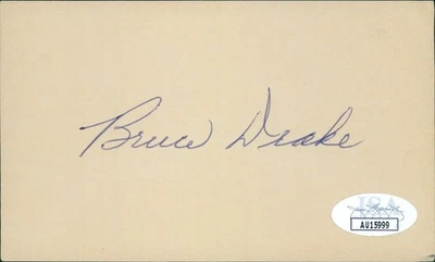 Bruce Drake Oklahoma Sooners Signed 3x5 Index Card JSA Authenticated - Image 1 of 2