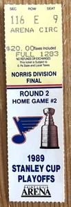 4/20/89 BLUES/BLACKHAWKS STANLEY CUP PLAYOFFS BOLETO TABLERO CASCO 1 GOL - Imagen 1 de 1