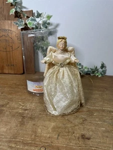 Albero di Natale vintage angelo albero topper bianco e oro decorazione natalizia anni 90 - Foto 1 di 10
