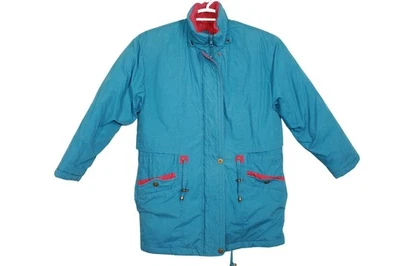 Jaqueta de inverno feminina Cabin Creek azul penas zíper completo tamanho pequeno - Imagem 1 de 4