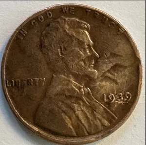 1939 Lincoln Wheat Penny Die Clash, Double Die, Rim Error Circulated FS Rare - Picture 1 of 13