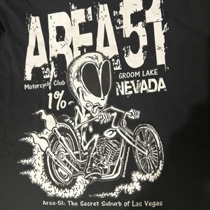 Area 51 T Shirt Black Graphic Alien Tee Las Vegas 1%Motorcycle Club Unisex SizeM - Picture 1 of 4