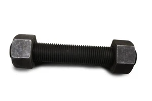 1-1/8" -8 B7 Stud Bolt x 6-1/2" Long with (2) 2H Heavy Hex Nuts, Black - Picture 1 of 8
