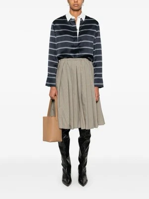 Новый с Ярлыками $445 VINCE темно-синий в полоску шелк контраст воротник регби стиль рубашка блузка L - Изображение 1 из 4