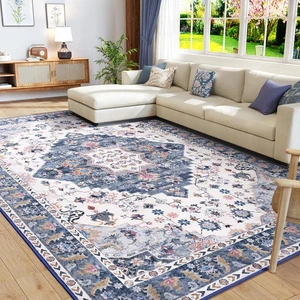Vintage Design Area Rugs for Living Room, 4x6 Machine Washable Floral Collect... - Picture 1 of 9