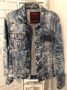 jordan craig jeans legacy edition Distressed Raw Blue Denim Jean Jacket - Picture 1 of 4