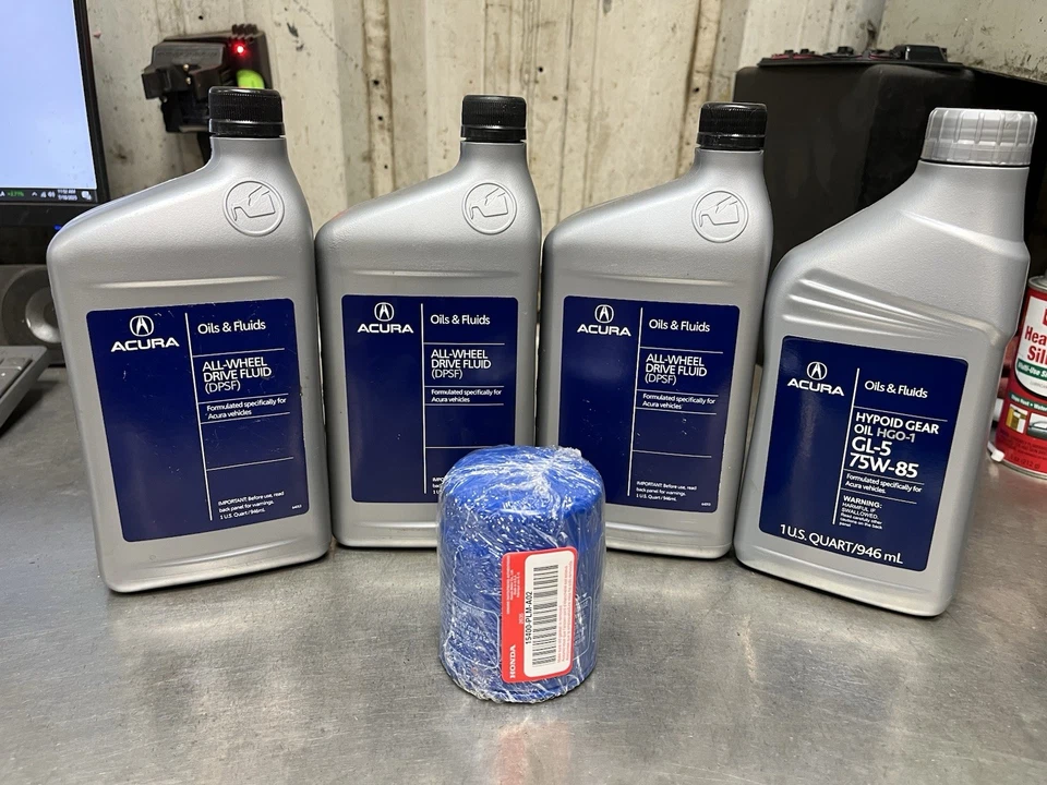 3 Qts Acura dpsf fluido 1 Qt HYPOID OIL HGO-1 GL-5 75W-85.  1 filtro de óleo Honda  - Imagem 1 de 4