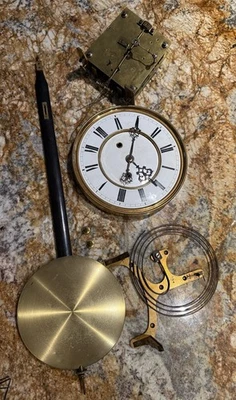 Старинный Gustav Becker 2 веса Венский регулятор часовой механизм, циферблат, маятник + - Изображение 1 из 4