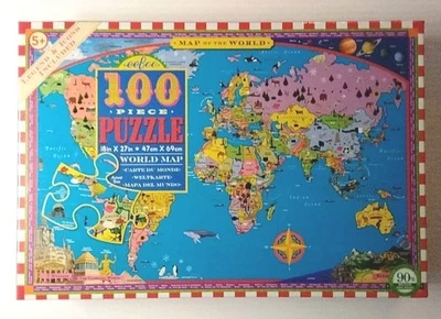 eeBoo "Map of the World Puzzle" 100 Very Large Pieces Excellent Condition  - Image 1 of 4