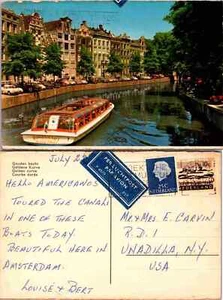 Vintage Postcard - Canal Boat, Golden Curve, Netherlands - Picture 1 of 1