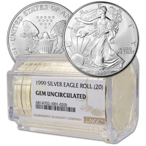 Roll of 20 - 1999 American Silver Eagle - NGC Gem Uncirculated - Picture 1 of 3