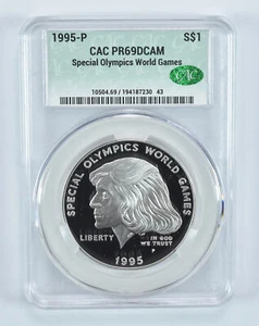 1995-P Special Olympics Commemorative Silver Dollar PR69 DCAM CAC - Picture 1 of 5