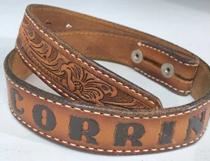 Western Leather Tony Lama Etched CORRINE Personalized Womens Size 30 Belt USA - Picture 1 of 9