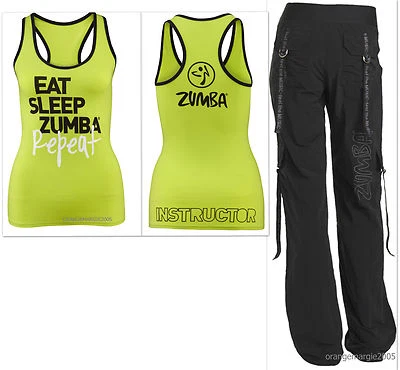 ZUMBA ¡JUEGO DE 2 piezas! Pantalones Capris Carga "Feel the Music" e INSTRUCTOR RacerBack S M L Foto 1 de 4