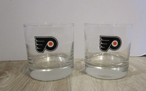 NHL Philadelphia FLYERS Jack Daniel's Whiskey On The Rocks GLASSES Set of 2 NEW Cover