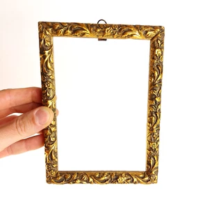 Vintage Gilt Gesso Wood Photo Picture Frame Rococo Floral Ornate Finish - Small - Picture 1 of 11