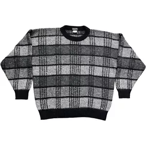 Vintage Ermenegildo Zegna Pullover Italien Wolle Mohair Mischung kariert Herren Medium/50 grau - Bild 1 von 11