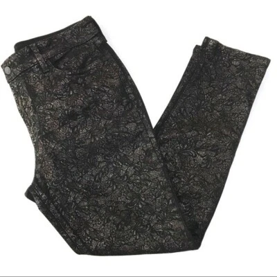 NYDJ black & gold brocade print legging 14P - Image 1 of 4