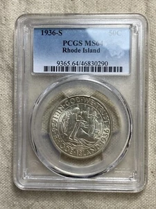 1936-S Rhode Island Commemorative Half Dollar 50c PCGS MS64 - Picture 1 of 8
