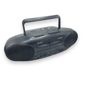 Sharp Boombox WQ-CD220 Cd Synchronous Recording Dual Cassette Am/fm Radio X-Bass - Picture 1 of 8