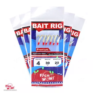 5pks Size 4 Fish WOW! Sabiki Bait Rig Fish Skin Gold 6 hooks Premium Piscatore - Picture 1 of 3