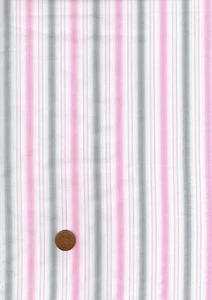 Camisa de tela 100 % algodón rosa gris blanco a rayas retazos artesanales - Imagen 1 de 1