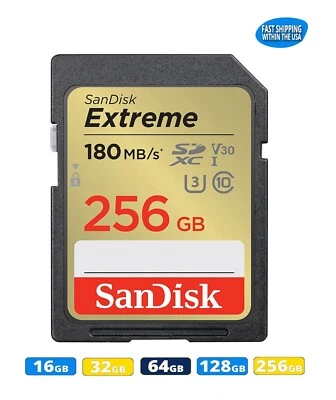 Sandisk SD Extreme Memory Cards 16GB 32GB 64GB for Canon Nikon & Kodak Cameras - Image 1 of 4