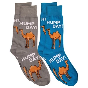 Camel Hump Day Dessert Camels Riding Wednesday 2 Pairs Foozys Socks Men's - Picture 1 of 5