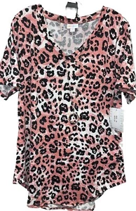 NUEVA 2.0 Camiseta LuLaRoe Mediana Rosa Blanca Negra Estampado de Patas Animal Guepardo Iris - Imagen 1 de 8
