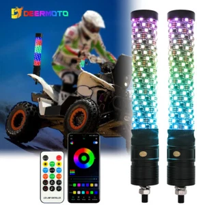 2PCS 1FT Spiral LED Fat Whip Lights RGB Chasing Antenna For Can-am RZR UTV ATV - Bild 1 von 13