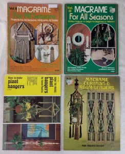 Vintage 70s Macrame Pattern Booklet Lot 4 Plant Hanger Curtain For All Seasons - Picture 1 of 6
