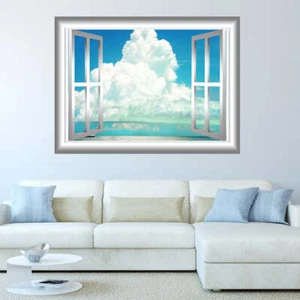Clouds Window Frame Peel and Stick Vinyl Wall Decal VWAQ - NW76 - Picture 1 of 4