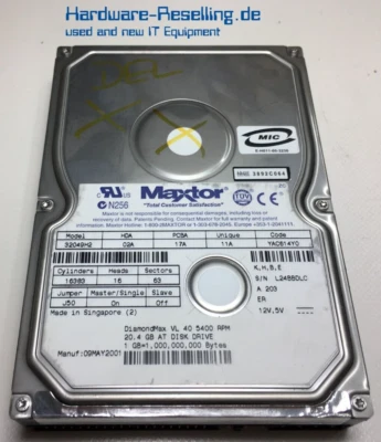 Maxtor Diamante Max Vl 40 20.4GB Ide U-Ata 100MBps 3,5 Zoll 5.4K RPM 2MB 32049H2 - Immagine 1 di 2